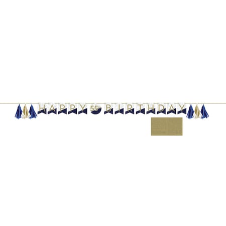 Navy And Gold Birthday Banner, 101x8, 12PK